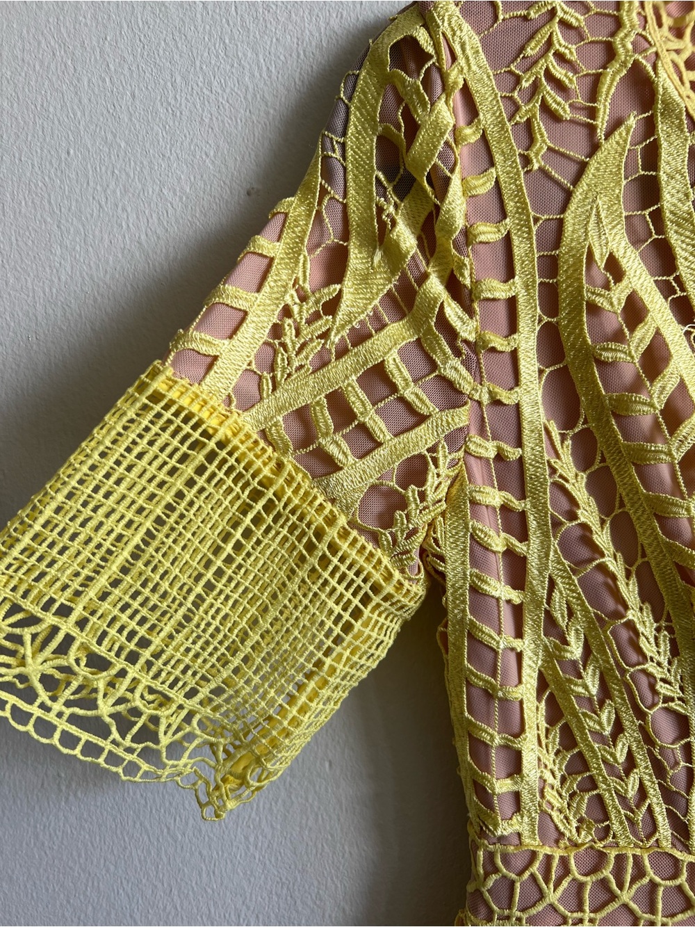 MOSSMAN REVIVAL LACE CROCHET SHORT SLEEVE MIDI DRESS YELLOW SIZE US 4 AUS 8 - Picture 13 of 16